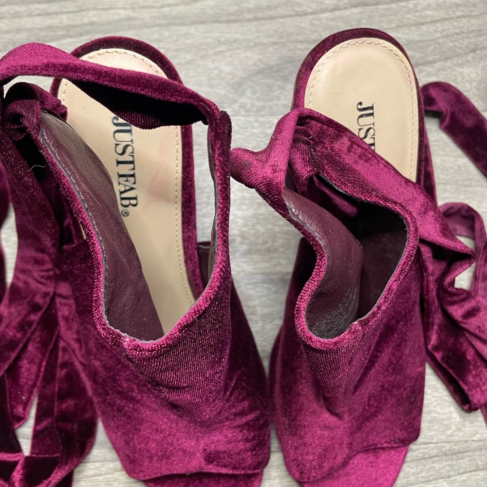 JustFab Abriana Velvet Wrap Heels - Picture 4 of 8